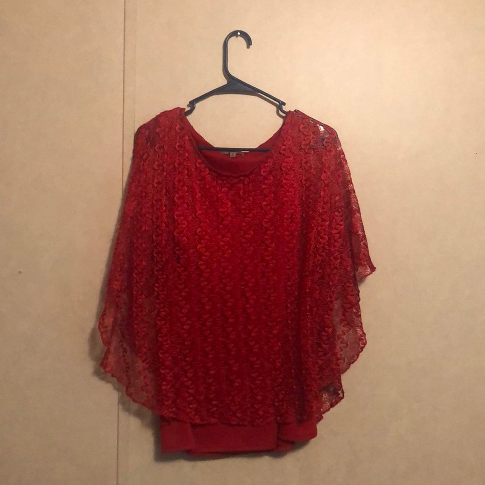 Red lace blouse